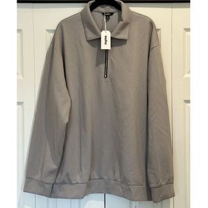 Grey Quarter Zip Lightweight Waffle Shirt / Jacket